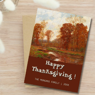 Classic Vintage Happy Thanksgiving Autumn Landscap Card