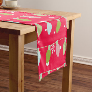 Classic Vintage Holiday Pattern-Christmas Lights 1 Short Table Runner