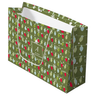 Classic Vintage Holiday Pattern-Christmas Lights 2 Large Gift Bag