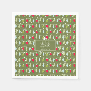 Classic Vintage Holiday Pattern-Christmas Lights 2 Napkin