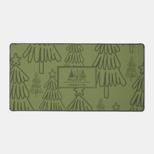 Classic Vintage Holiday Pattern-Christmas Tree (1) Desk Mat