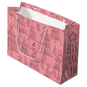 Classic Vintage Holiday Pattern-Christmas Tree (3) Large Gift Bag