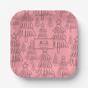 Classic Vintage Holiday Pattern-Christmas Tree (3) Paper Plate