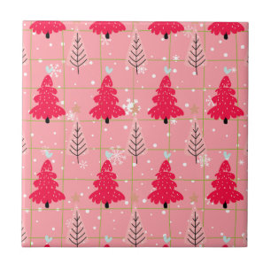 Classic Vintage Holiday Pattern-Christmas Tree (3) Tile