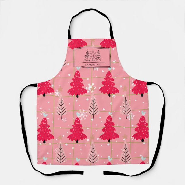 Classic Vintage Holiday Pattern-Christmas Tree (4) Apron (Front)