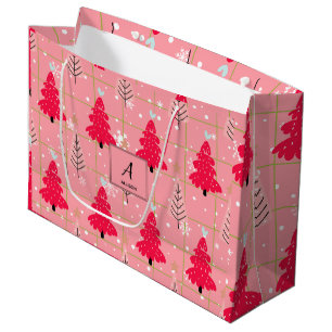 Classic Vintage Holiday Pattern-Christmas Tree (4) Large Gift Bag