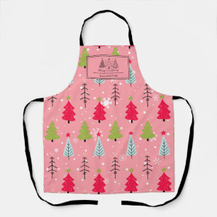 Classic Vintage Holiday Pattern-Christmas Tree (5) Apron