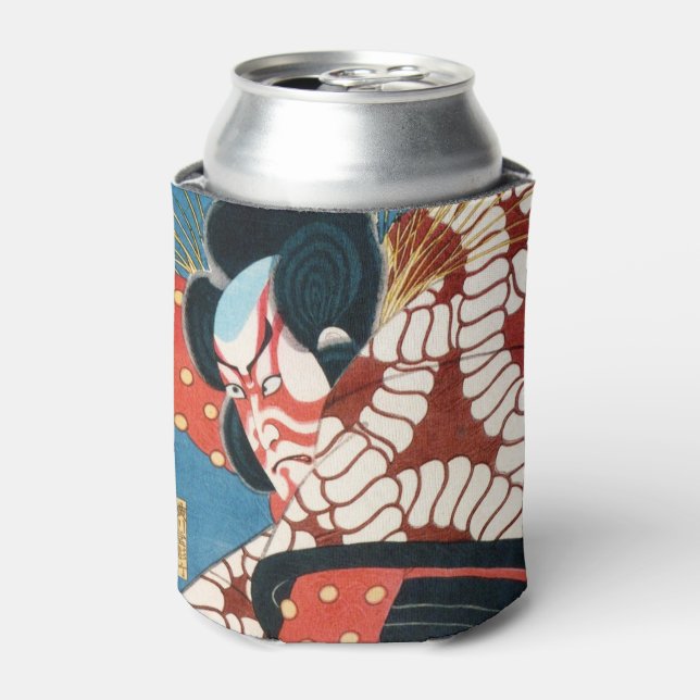 Classic vintage japanese kabuki samurai Utagawa Can Cooler (Can Front)