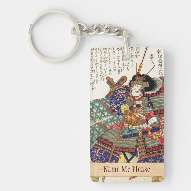 Classic Vintage Japanese Samurai Warrior General Keychain (Front)
