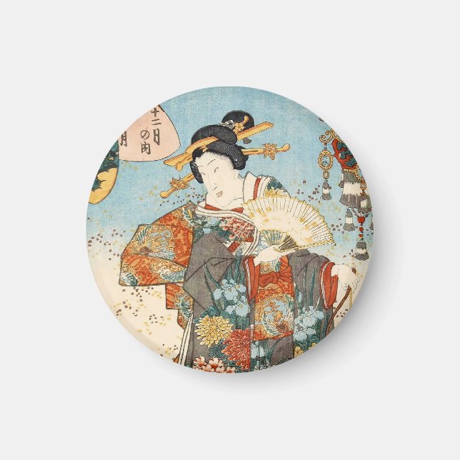 Classic vintage japanese ukiyo-e geisha Utagawa Magnet (Front)
