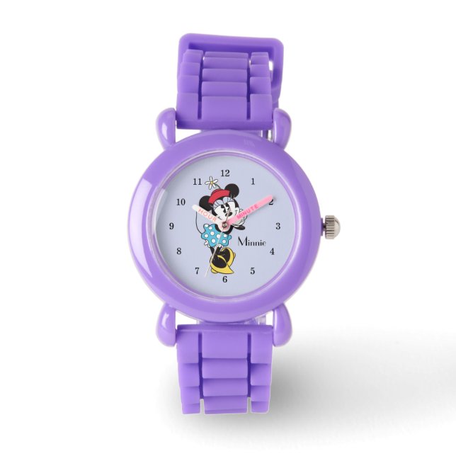 Classic Vintage Minnie Mouse Retro Flower Hat Watch (Front)