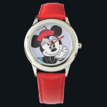 Classic Vintage Minnie Mouse Retro Flower Hat Watch<br><div class="desc">Step into Disney nostalgia with this classic Minnie Mouse design! Featuring Minnie in her iconic polka-dot dress, stylish heels, and a charming flower hat, this artwork captures her sweet and playful personality in a vintage-inspired style. The retro aesthetic makes it perfect for Disney fans who love classic animation, timeless fashion,...</div>