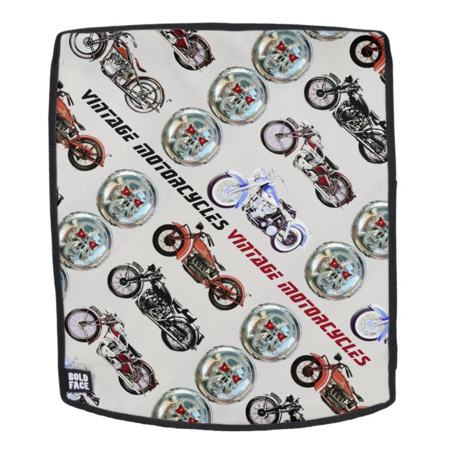 CLASSIC VINTAGE MOTORCYCLES AND METAL SKULLS BACKPACK (Removable Face)
