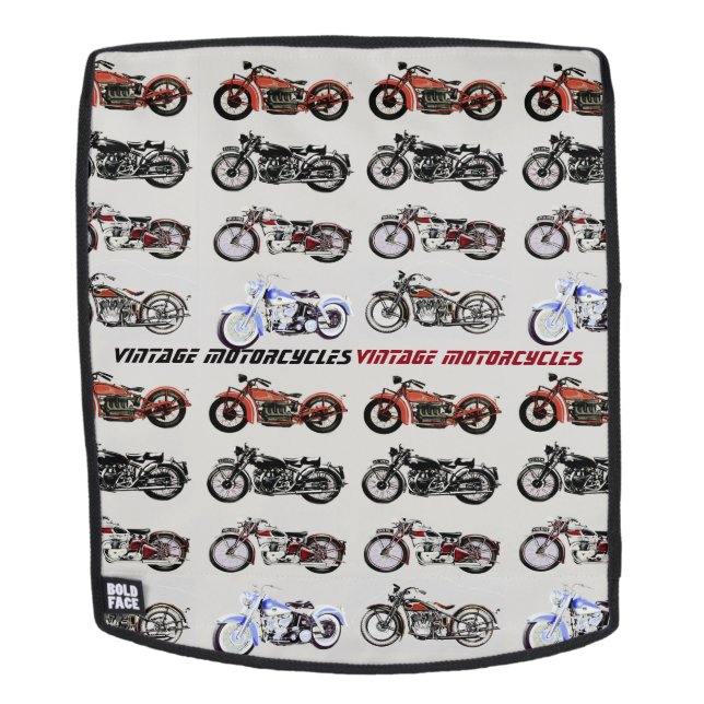 CLASSIC VINTAGE MOTORCYCLES Red Black Grey Backpack (Removable Face)