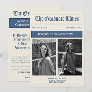 Classic Vintage Newspaper style graduation 2026 Invitation