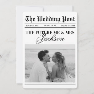 Classic Vintage Newspaper Wedding Photo  Save The Date