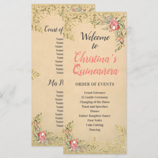 Classic Vintage or Floral Quinceañera Programme
