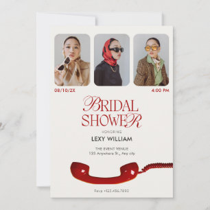 Classic vintage photo collage bridal shower invitation