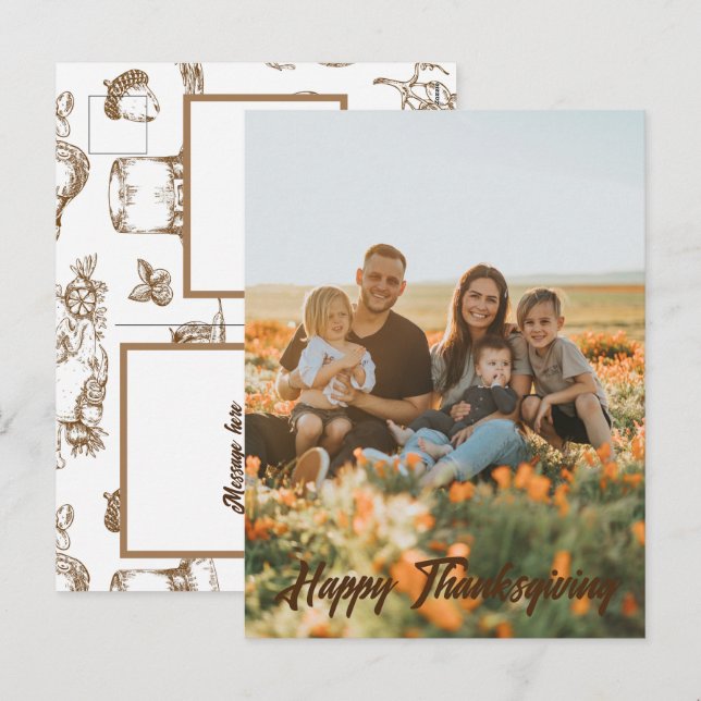 Classic Vintage Photo Thanksgiving Rustic Photo Holiday Postcard (Front/Back)