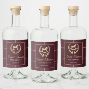 Classic Vintage Polo Horse Party Baby Shower Liquor Bottle Label