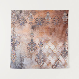 Classic vintage print with patchwork, paisley elem tapestry