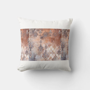 Classic vintage print with patchwork, paisley elem throw pillow