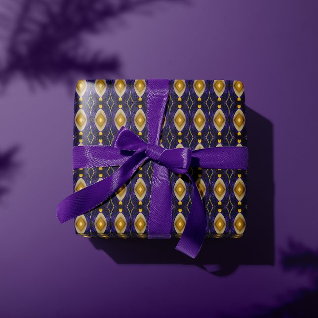 Classic Vintage Purple & Gold Fret Pattern Wrapping Paper (Creator Uploaded)