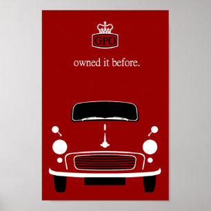 Classic vintage red Morris Minor car Poster