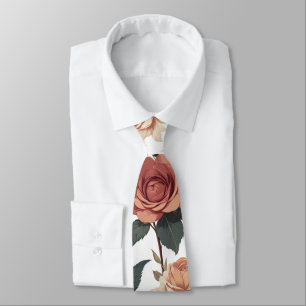 Classic Vintage Red Rose Botanical Garden Tie