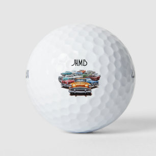 Classic  Vintage Retro Car Vehicle  Monogram Art Golf Balls