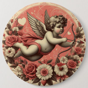 Classic/Vintage/Retro Cupid Valentine's day 6 Inch Round Button
