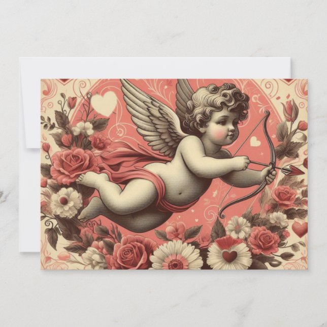 Classic/Vintage/Retro Cupid Valentine's day Holiday Card (Front)