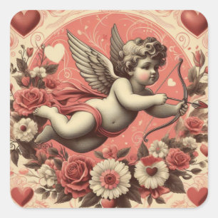 Classic/Vintage/Retro Cupid Valentine's day Square Sticker