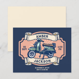 Classic vintage retro motorcycle wedding invitation