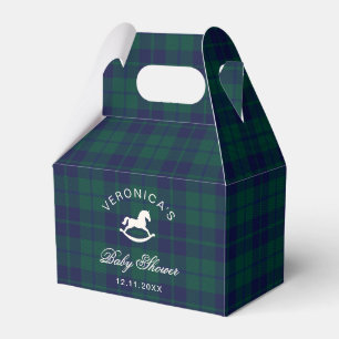 Classic Vintage Rocking Horse Plaid Baby Shower Favor Box