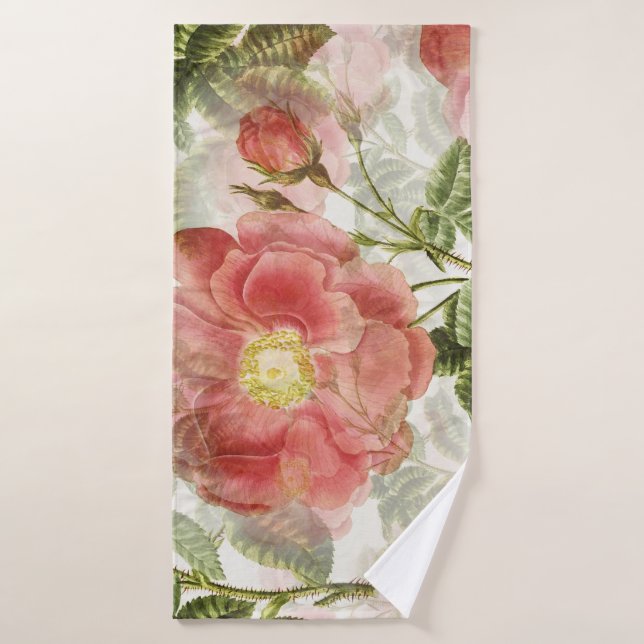 Classic Vintage Rose Bloom Bath Towel (Bath Towel)