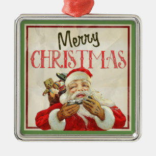 Classic Vintage Santa Claus Christmas Metal Ornament