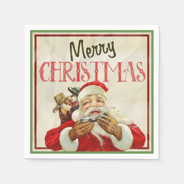 Classic Vintage Santa Claus Christmas Napkin (Front)