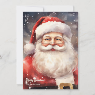 Classic vintage Santa Claus smiling red hat Holiday Card