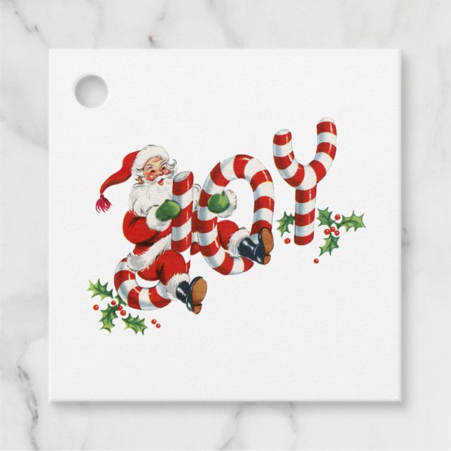 Classic Vintage Santa Joy Favour Tags (Front)