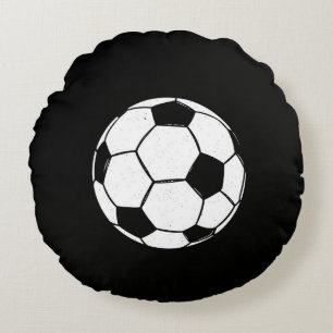 Classic Vintage Soccer Ball Distressed Sports Illu Round Pillow