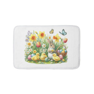 Classic/Vintage spring rabbit/chicken Bath Mat