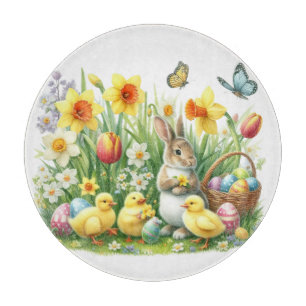 Classic/Vintage spring rabbit/chicken Cutting Board