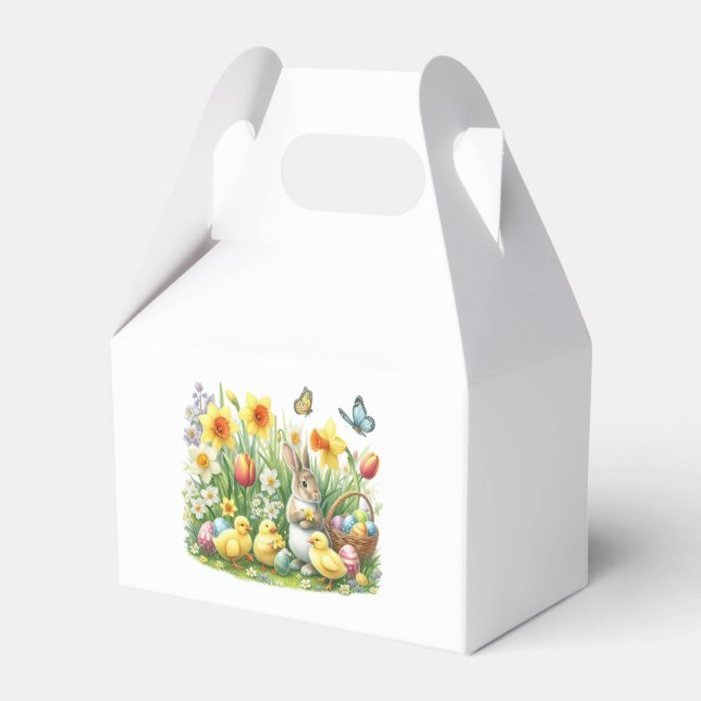 Classic/Vintage spring rabbit/chicken Favor Box (Front Side)