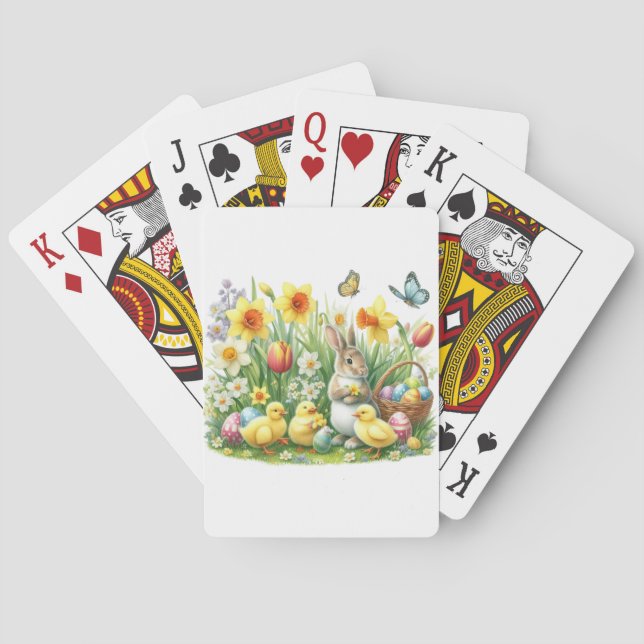 Classic/Vintage spring rabbit/chicken Playing Cards (Back)