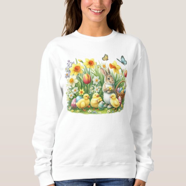 Classic/Vintage spring rabbit/chicken Sweatshirt (Front)