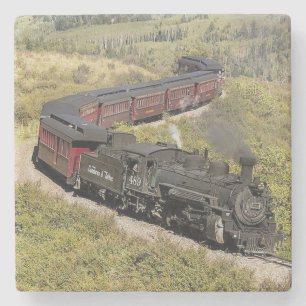 Classic Vintage Steam Engine Train, C & TS-489 Stone Coaster