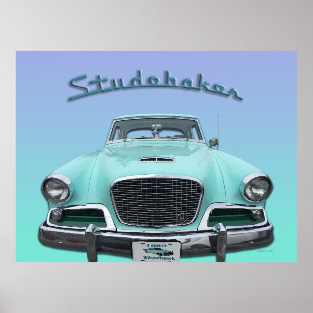 Classic Vintage Studebaker Silver Hawk 1959 Car Poster (Front)