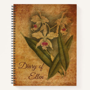Classic Vintage Style Beige Orchid Flower Notebook