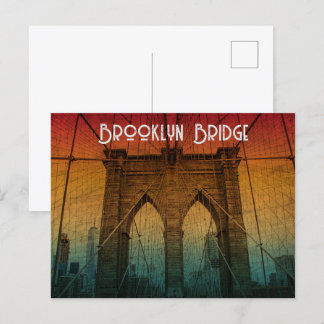 Classic Vintage Sunset Brooklyn Bridge New York Postcard